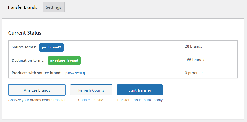 Transfer Brands for WooCommerce